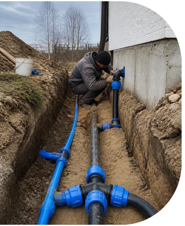Монтаж наружного водопровода на участке под ключ в Горячем Ключе